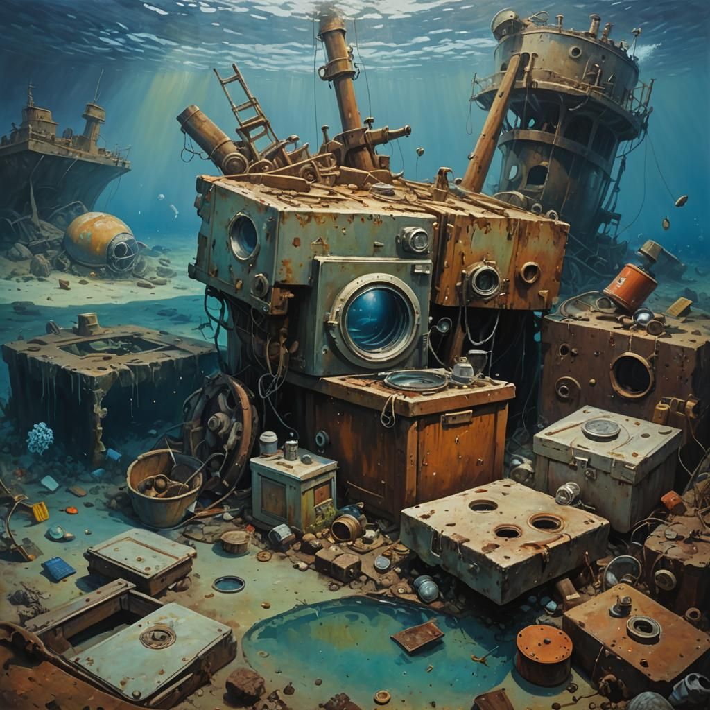 Underwater Wrecks: Washing Machine and Sunken Boat