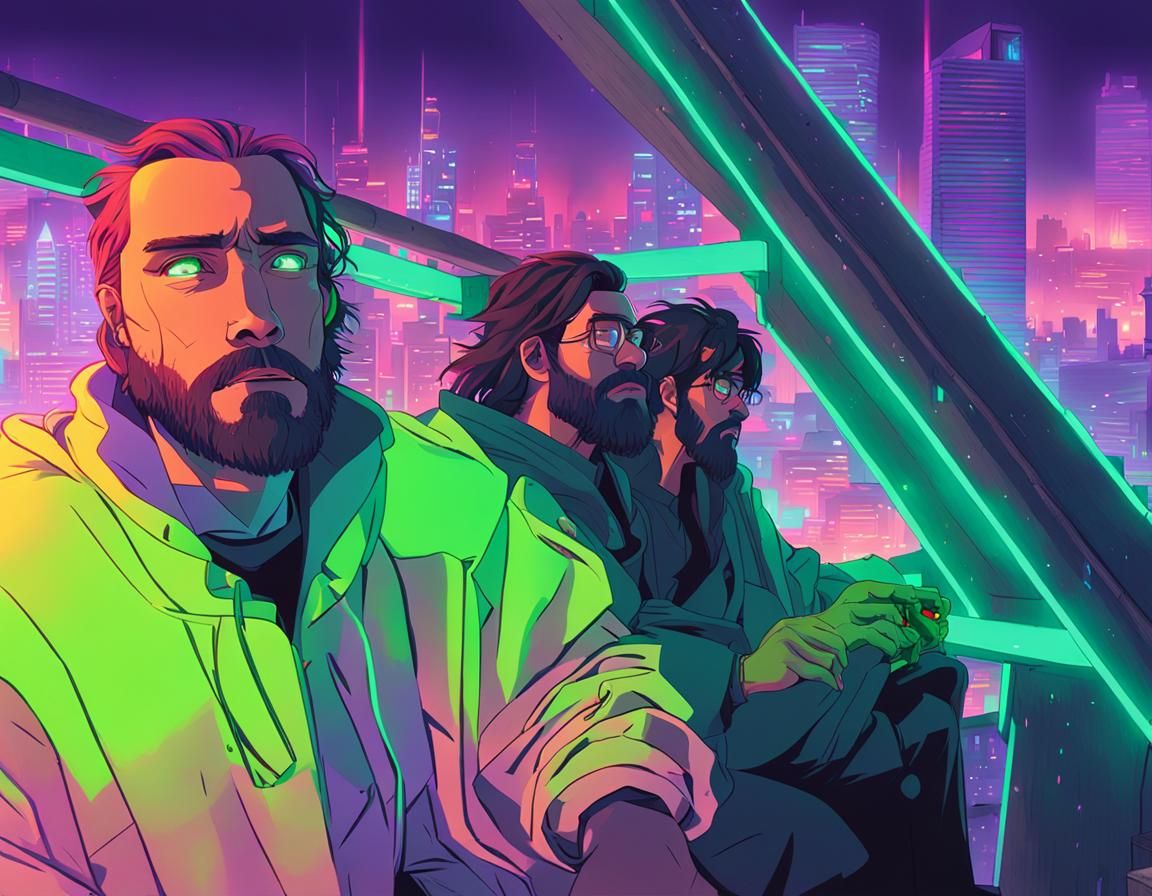 Cyberpunk Anime: Jesus, Moses, and Elisha Smoking