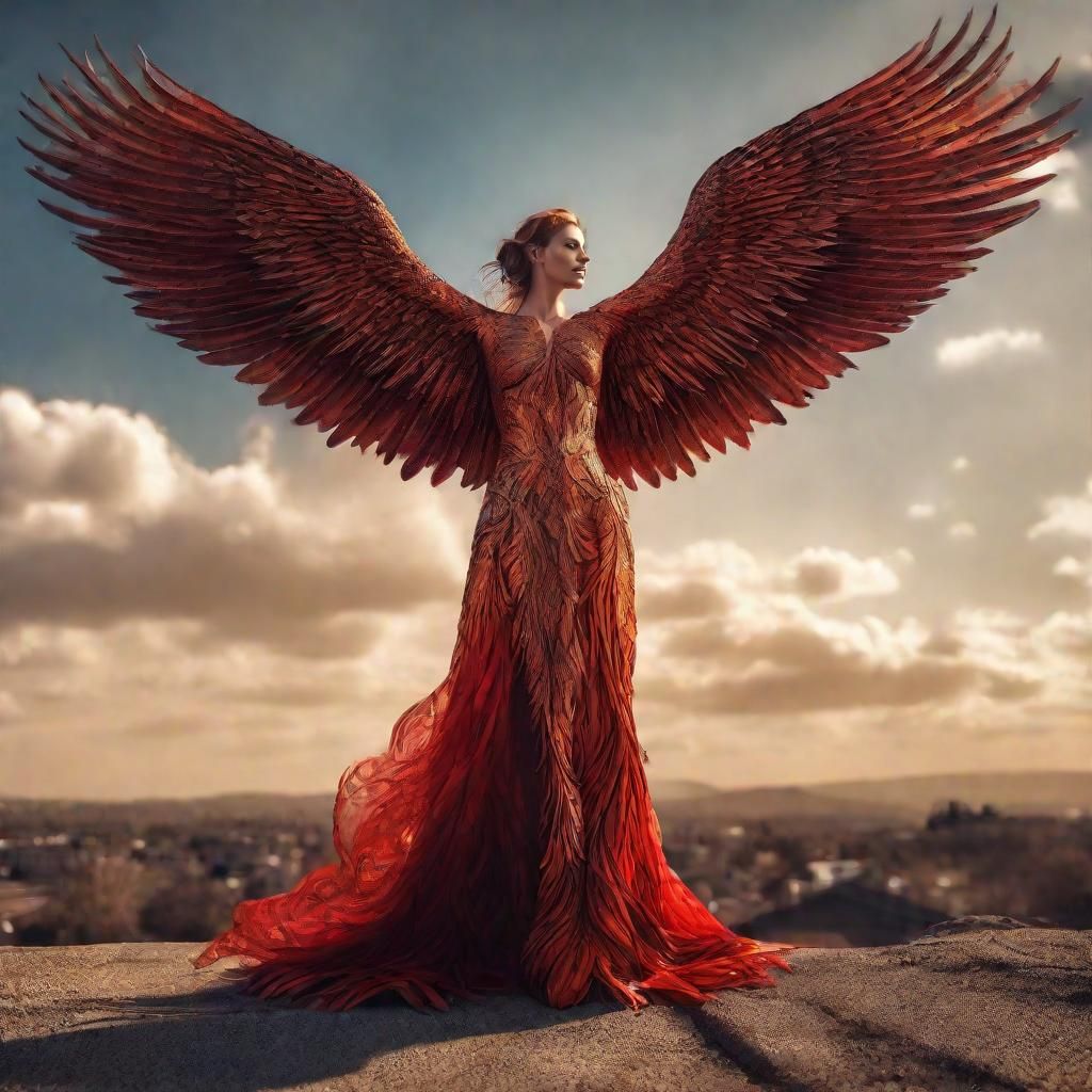 Phoenix Woman: Hyperrealistic Cinematic Portrait