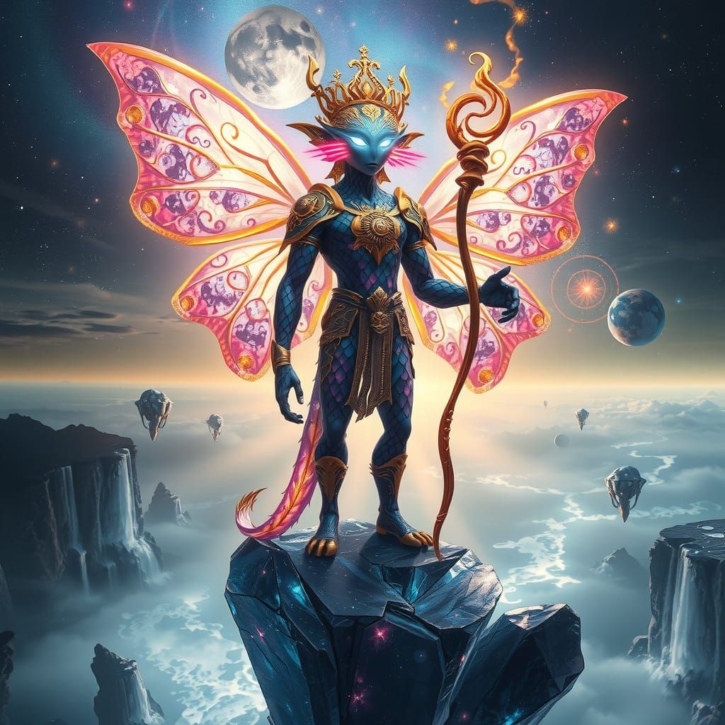 Celestial Guardian of the Astral Realm in Iridescent Fantasy...
