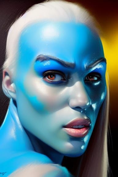 The Rock as Smurfette: Oil Painting Portrait