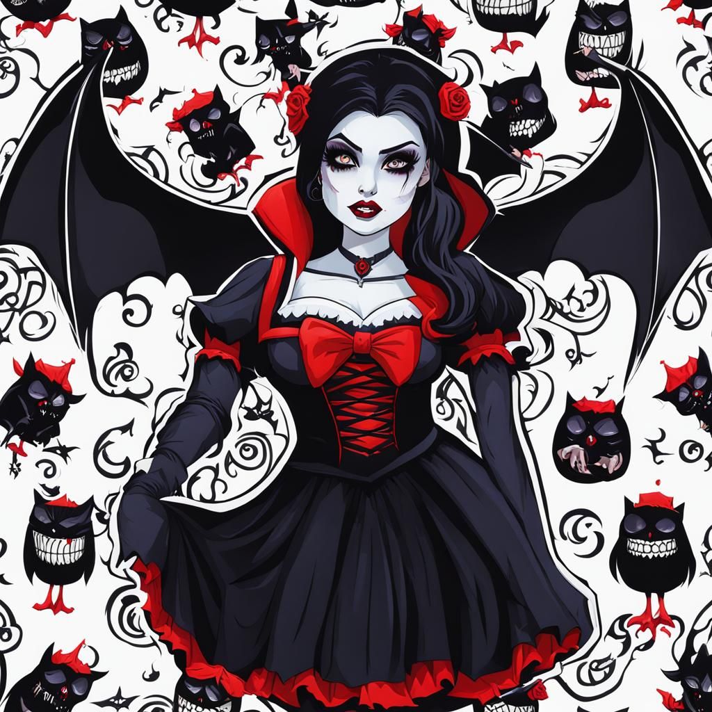 Vampire Girl in Gothic Fashion