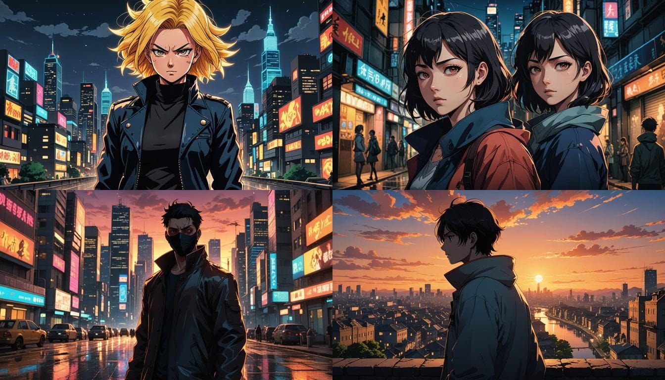 Double Life in Cyberpunk Manga Style