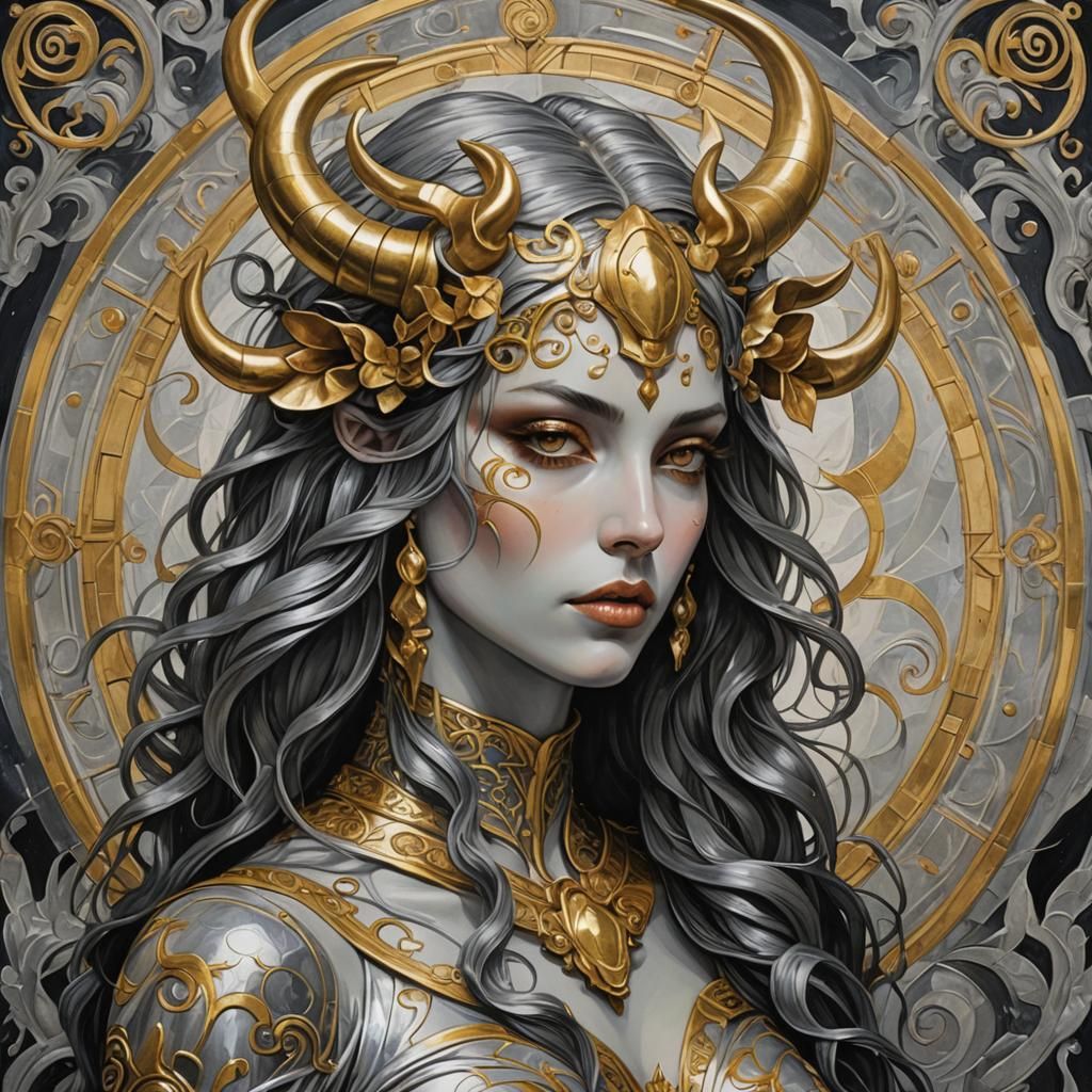Taurus Goddess: Silver, Surreal, and Golden