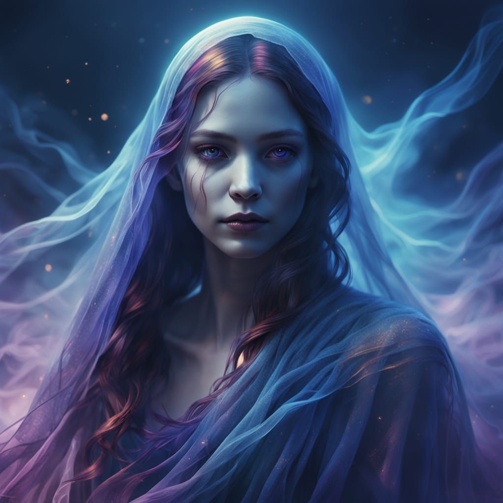 Ethereal Ghost Woman in a Vibrant Digital Painting
