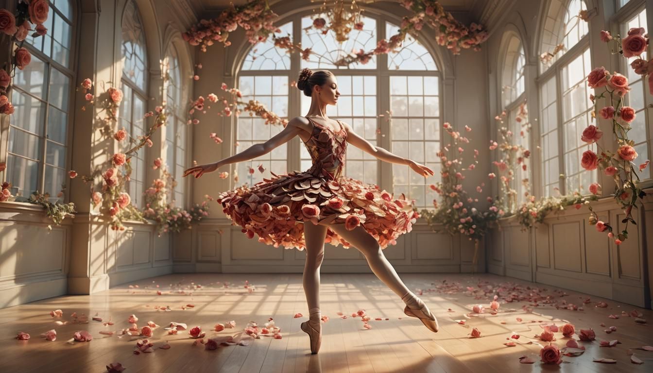 Rose Ballet Dancer in Surreal Digital Painting