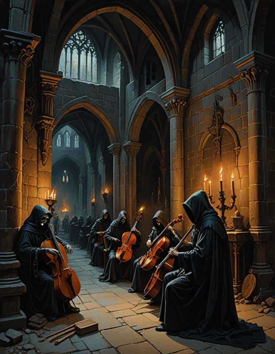 Skeletal Orchestra Performs Danse Macabre in Gothic Horror S...