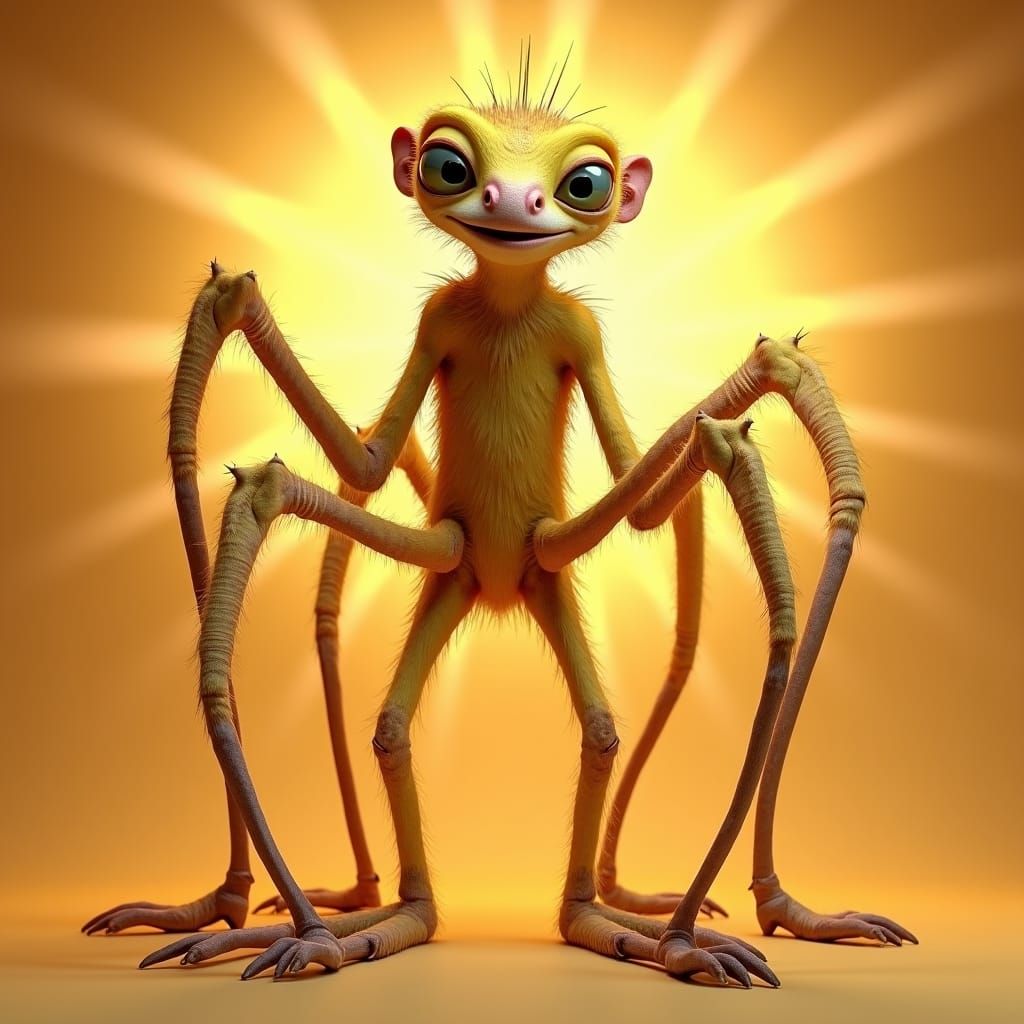 Lanky Yellow Alien in Heroic 3D Render