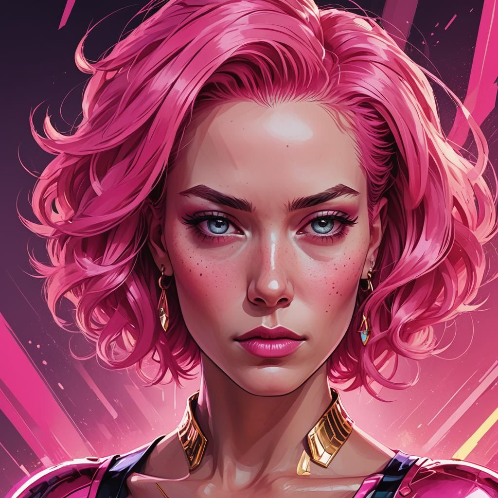 Vibrant Comic Style Portrait of a Confident Woman