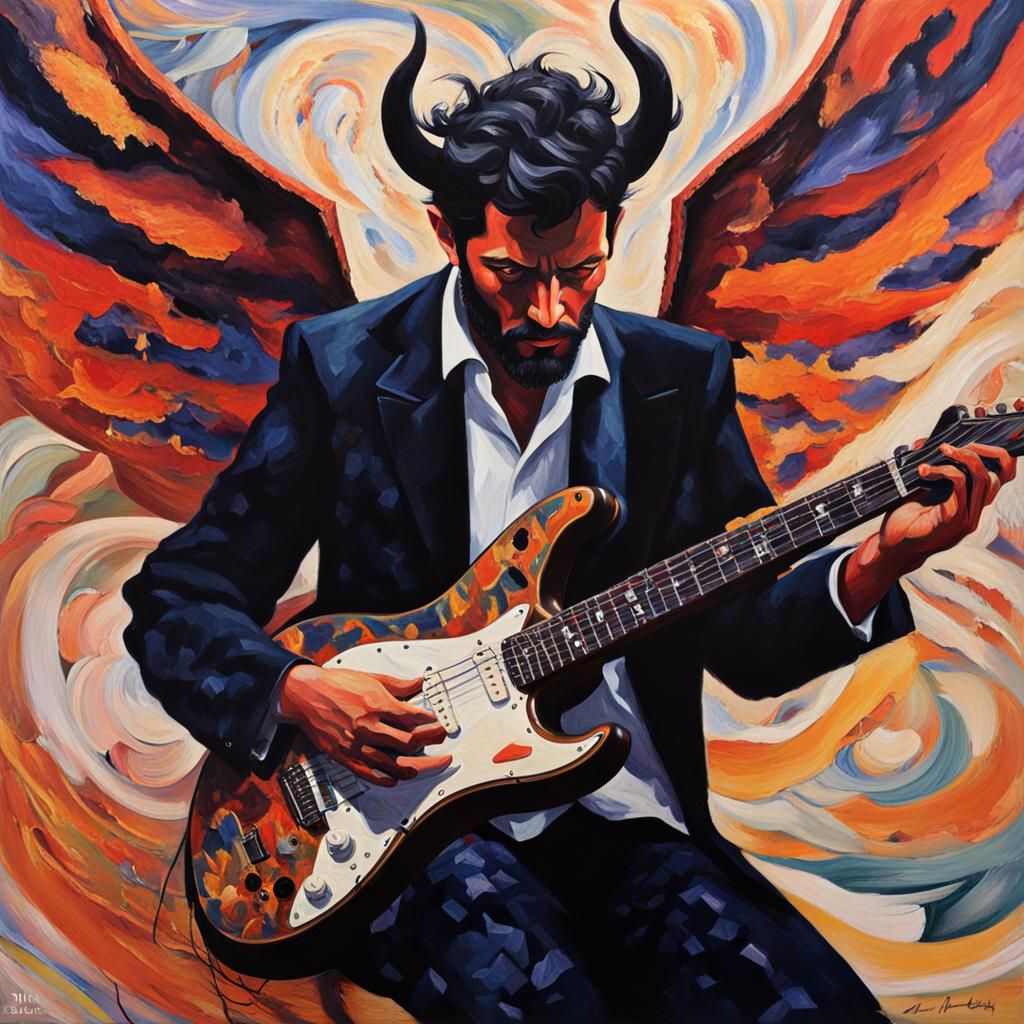 Devil's Electric Guitar: Fauvist Jazz Dreamscape