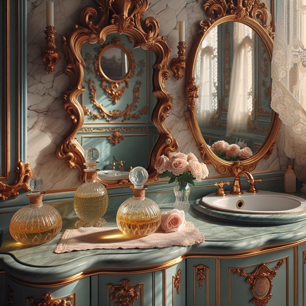 Rococo Bathroom with Rose Oil Phial