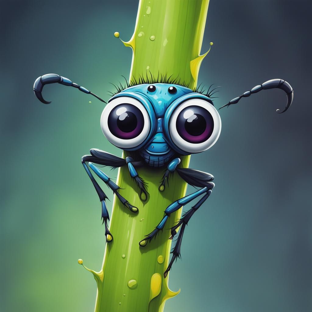 Cute Insect with Googly Eyes in Graffiti Art