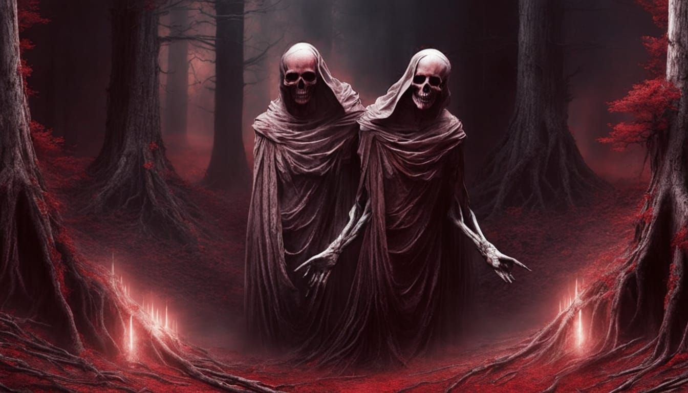 Eerie Desolate Plain with Skeletal Trees in Twilight