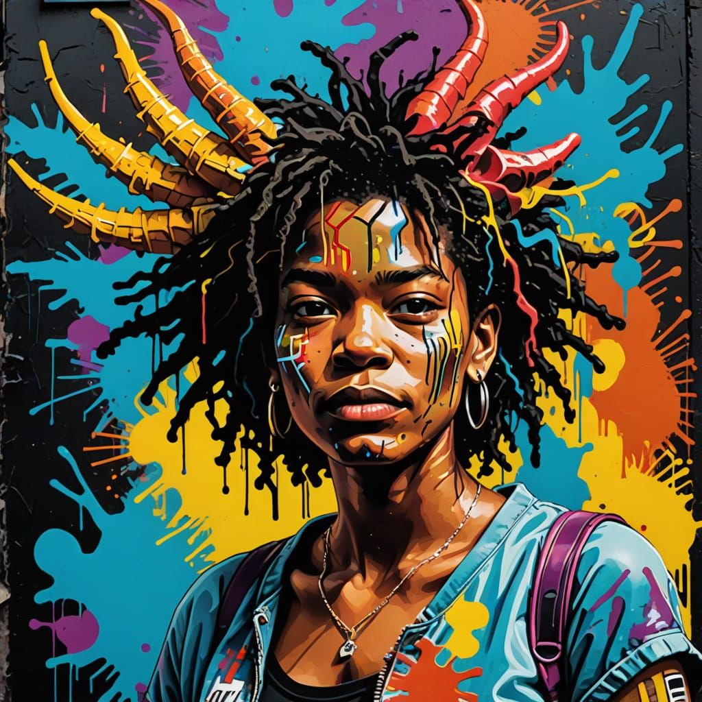 Mini Dragon Street Art with Vibrant Graffiti-Inspired Meltin...