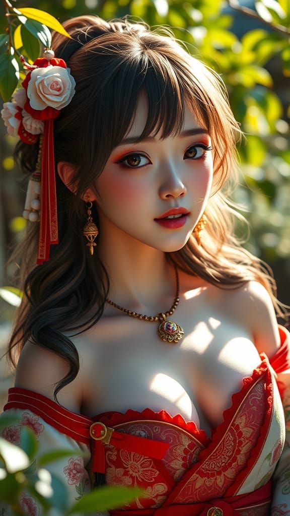 Photorealistic Yae Miko in Natural Setting