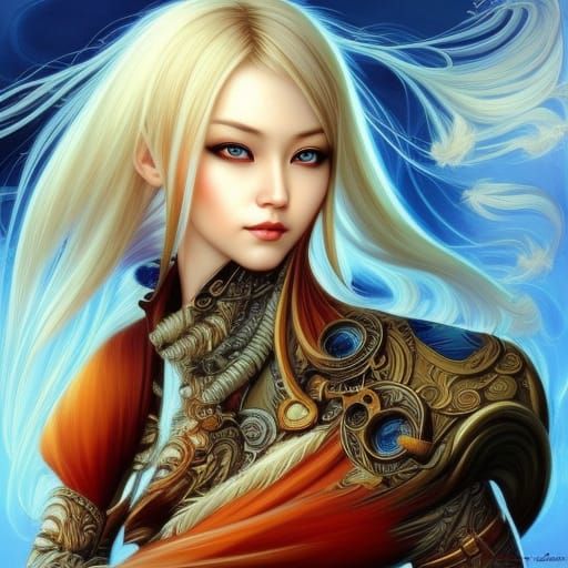 Steampunk Asian Woman Portrait in Artgerm Style