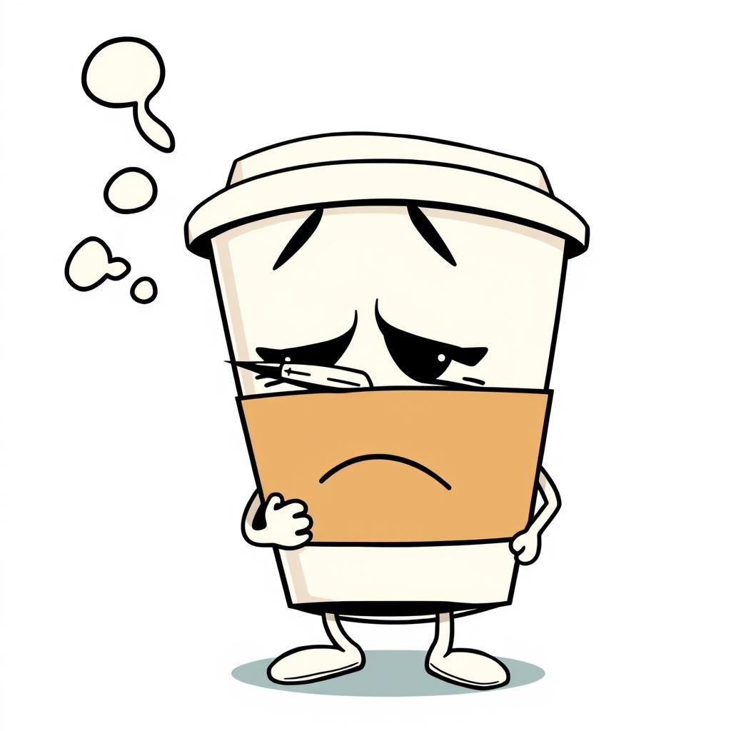 Sad Coffee Cup Character Illustration