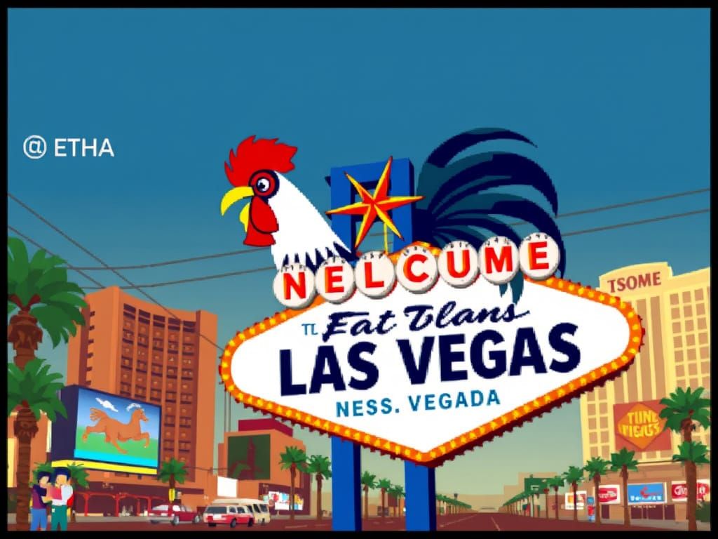 Las Vegas 8-bit Rooster Pixel Art