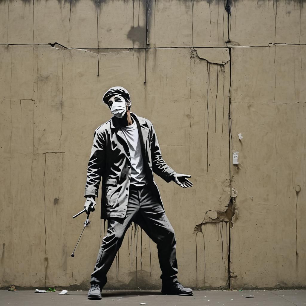 Actor on Stage in Street Art Style