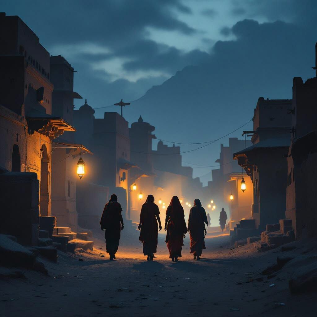 Rajasthan Village at Night: Cinematic Realism