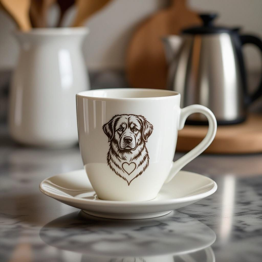 Newfoundland Dog Heart Engraved Coffee Cup Still Life
