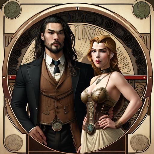 Jason Momoa and Scarlett Johansson in Art Deco Style