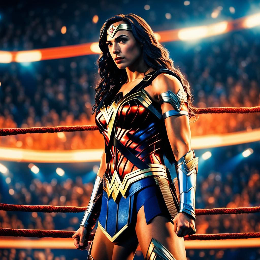 Wonder Woman in WWE Ring: Digital Matte Painting