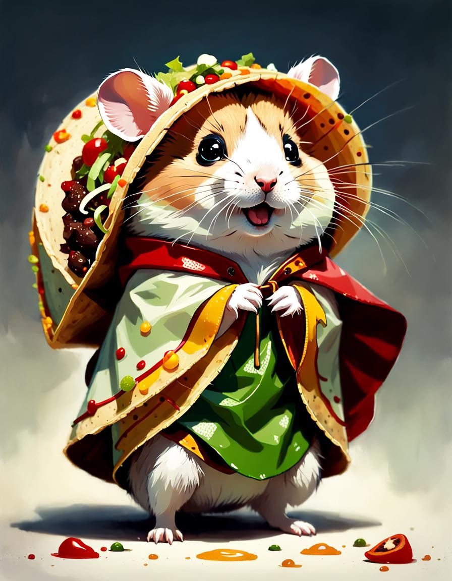 Hamster in Taco Costume Digital Painting