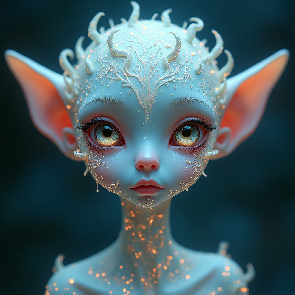 Bioluminescent Being in Dreamlike Realism Style