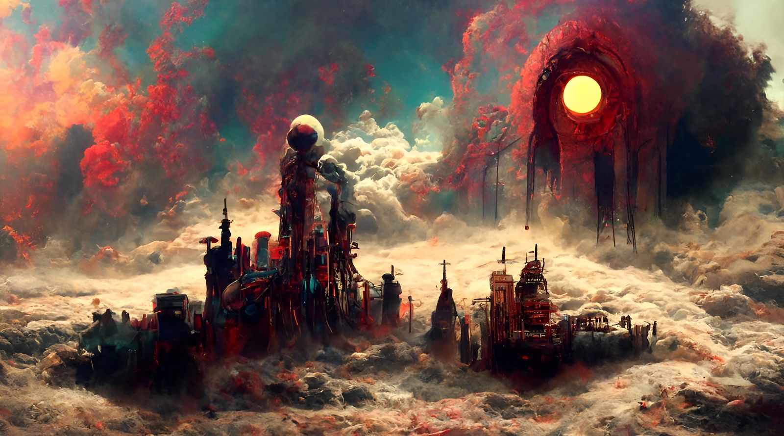 Zombie City Ablaze: Film Noir Expressionist Art