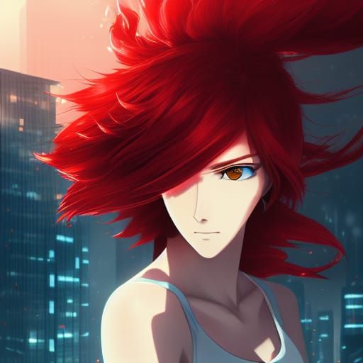 Anime Woman in Destroyed City, Studio Mappa Style