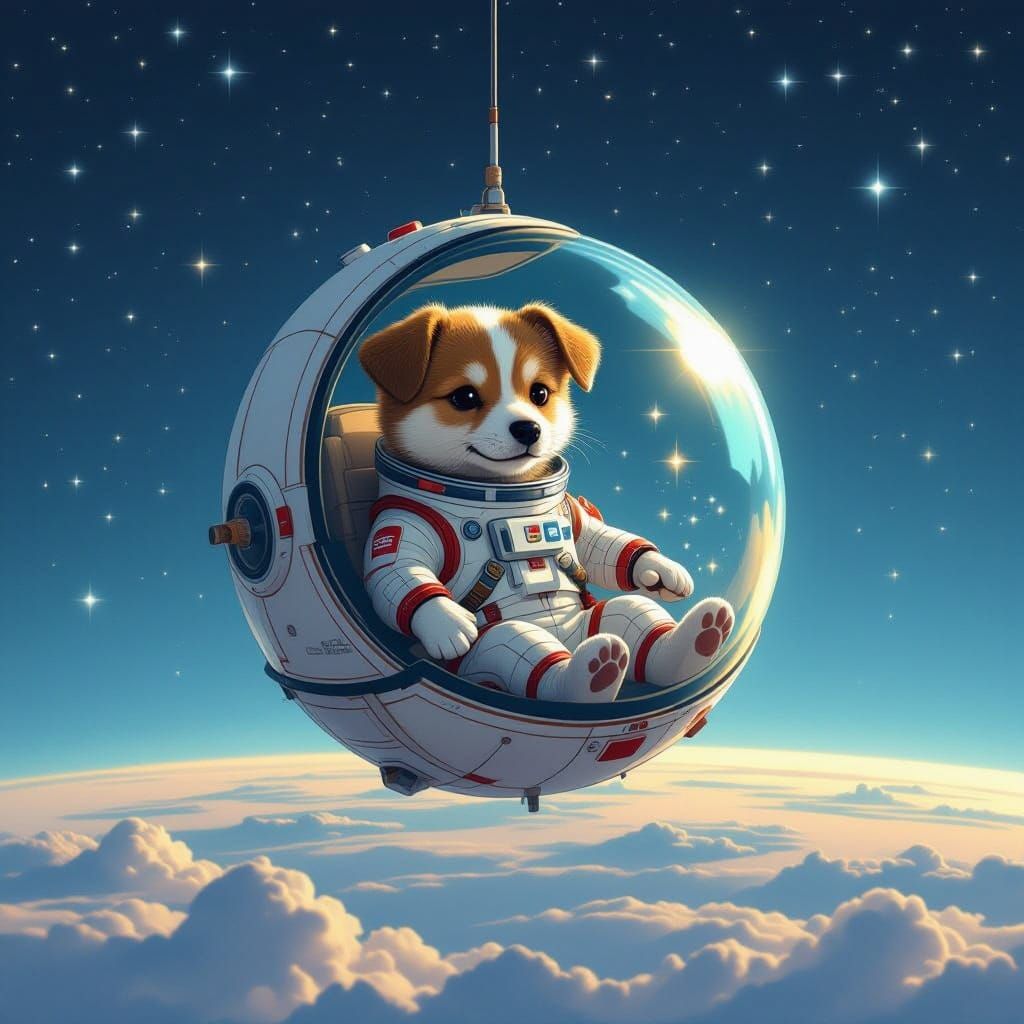 Cosmic Canine in Miniature Spacesuit