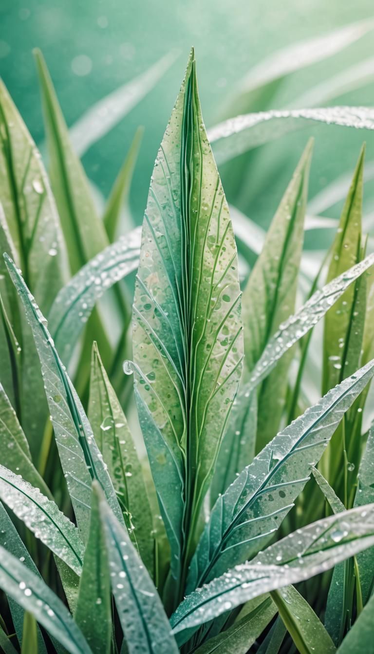 Delicate Origami Blade of Grass in Pastel Art