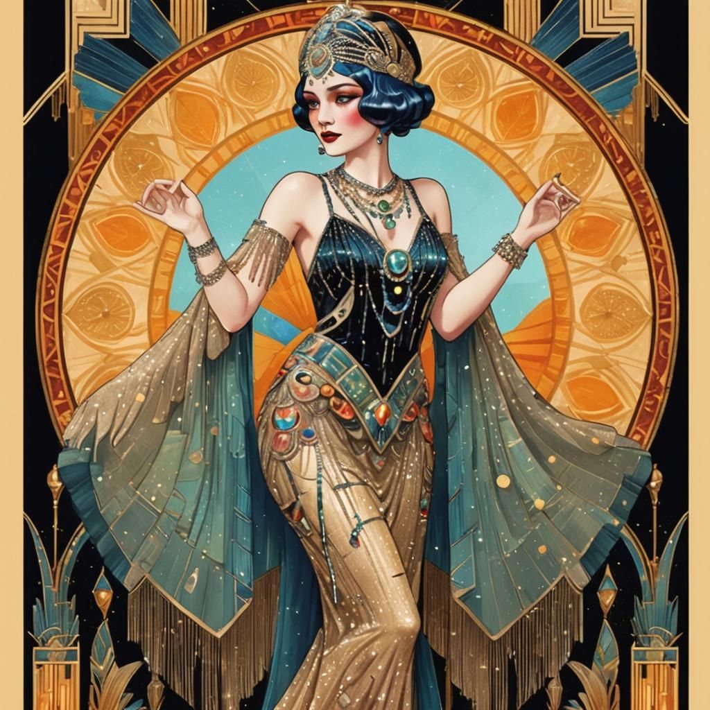 Art Deco Burlesque Dancer in 1920s Style