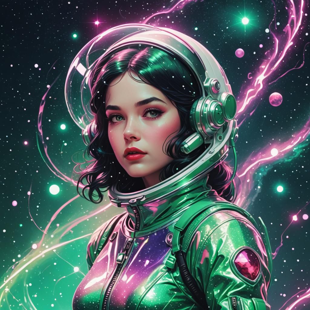 Snow White as Synthwave Space Mermaid