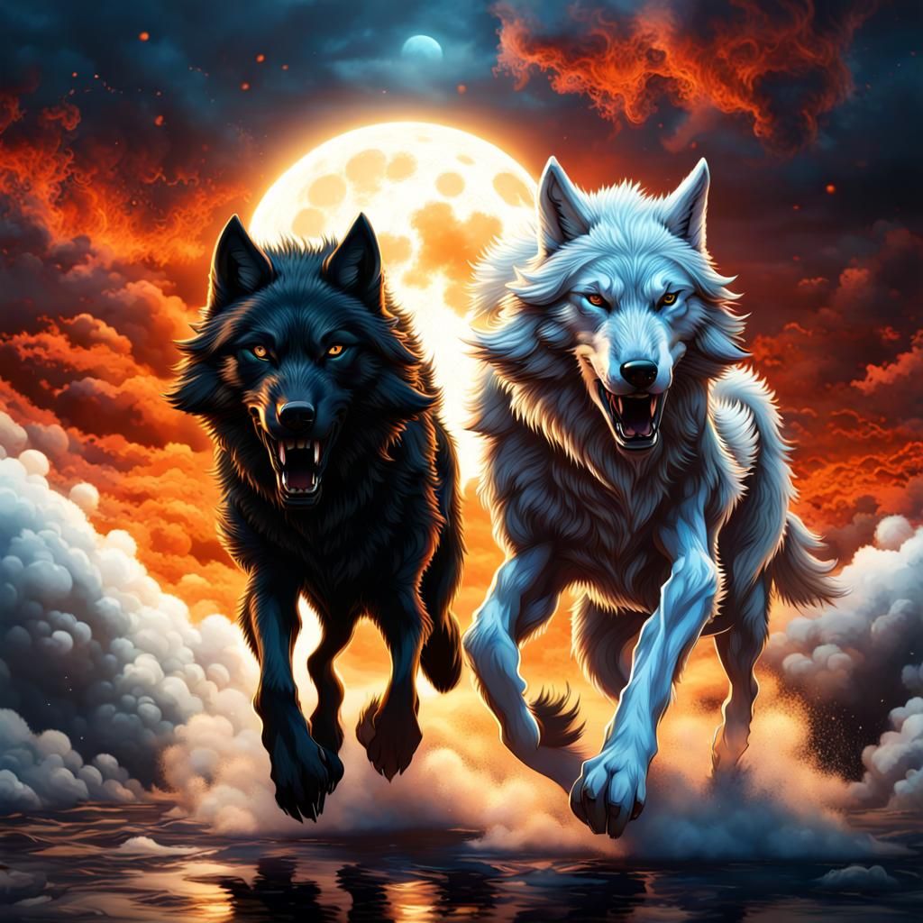 Skoll and Hati: Wolves Chasing Sun and Moon