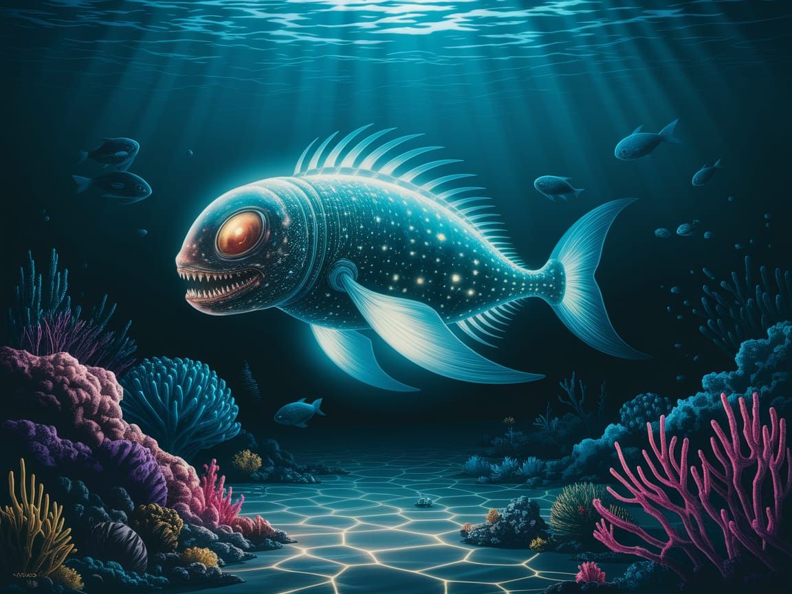 Bioluminescent Underwater Alien Marvels: Concept Art