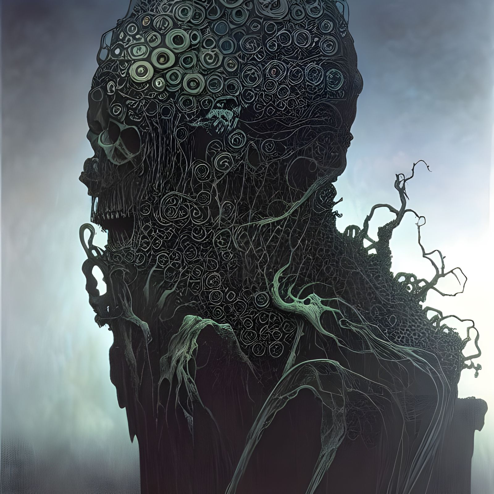 Scary Abomination Eats Brain in Art Nouveau Style