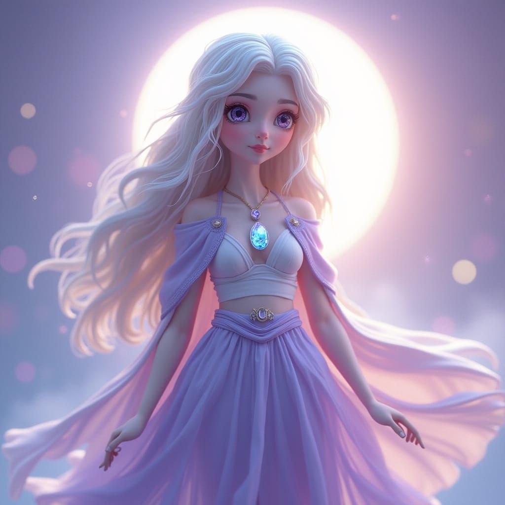Liora: The Serene Moon-Souled Guardian in Ethereal Beauty