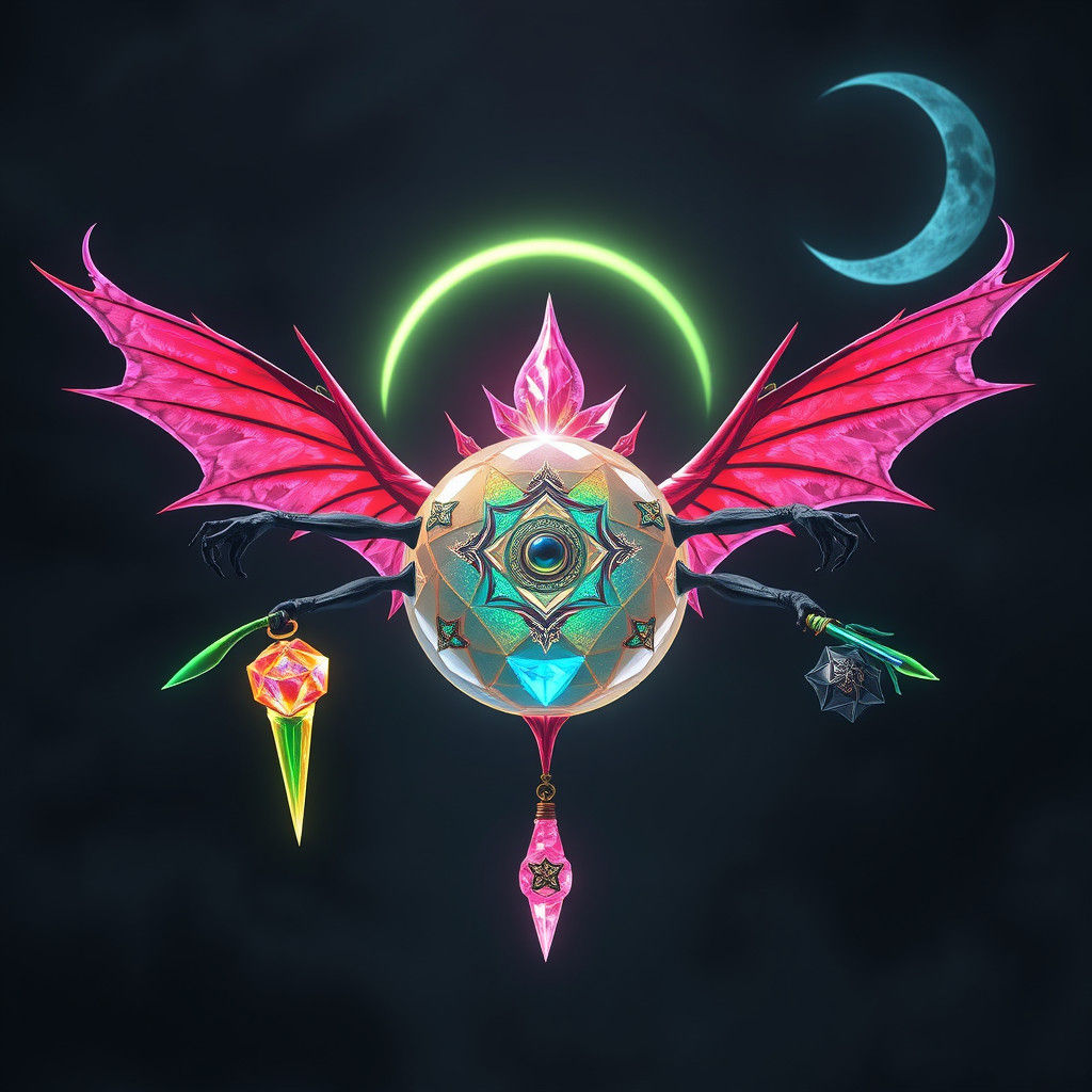 Mystical Crystal Orb Soaring in the Night Sky