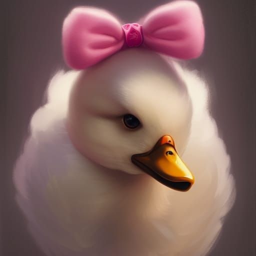 Adorable Fluffy Duck Portrait in Hyperdetailed Style