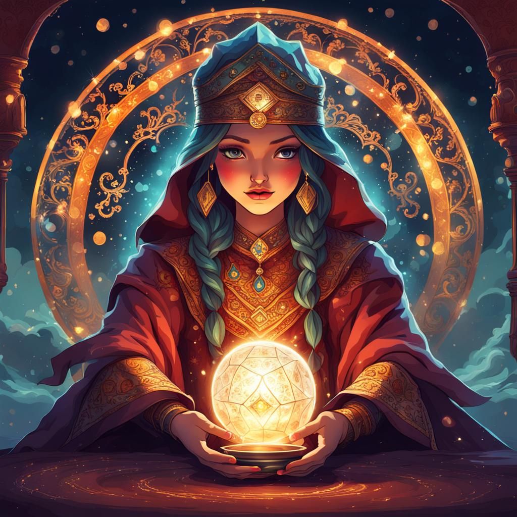 Dramatic Fortune Teller in Dreamy Lighting
