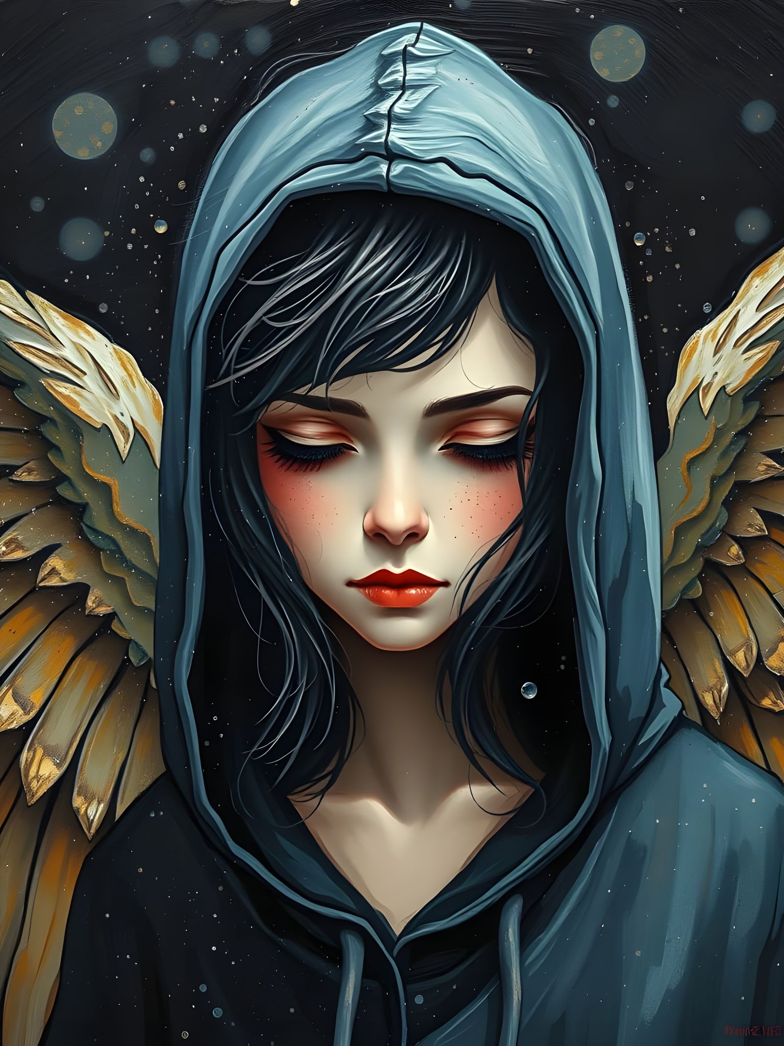 Angel in Dark Opulence, Art Nouveau Inspiration