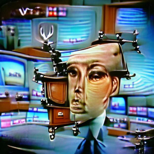 Surreal Man with Television Set Head