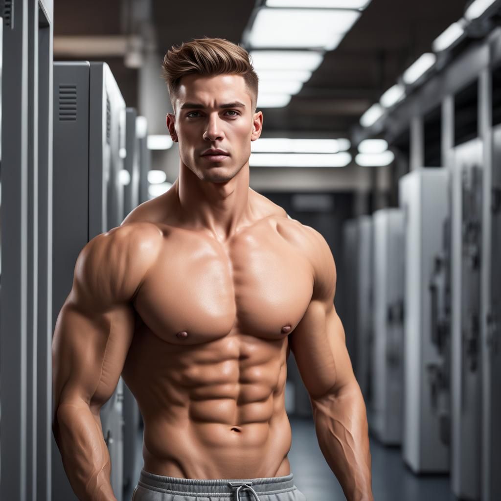 Hyperrealistic Portrait of a Young Man in Gym