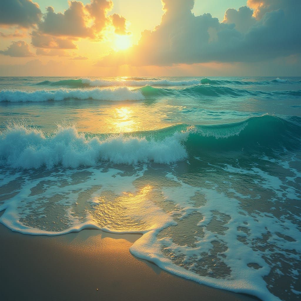 Iridescent Morning Tide with Ethereal Light