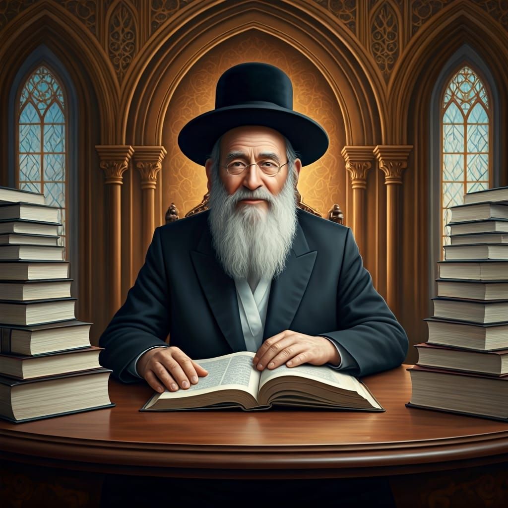 Hasidic Jew Portrait with Rembrandt Lighting and Gothic Deta...