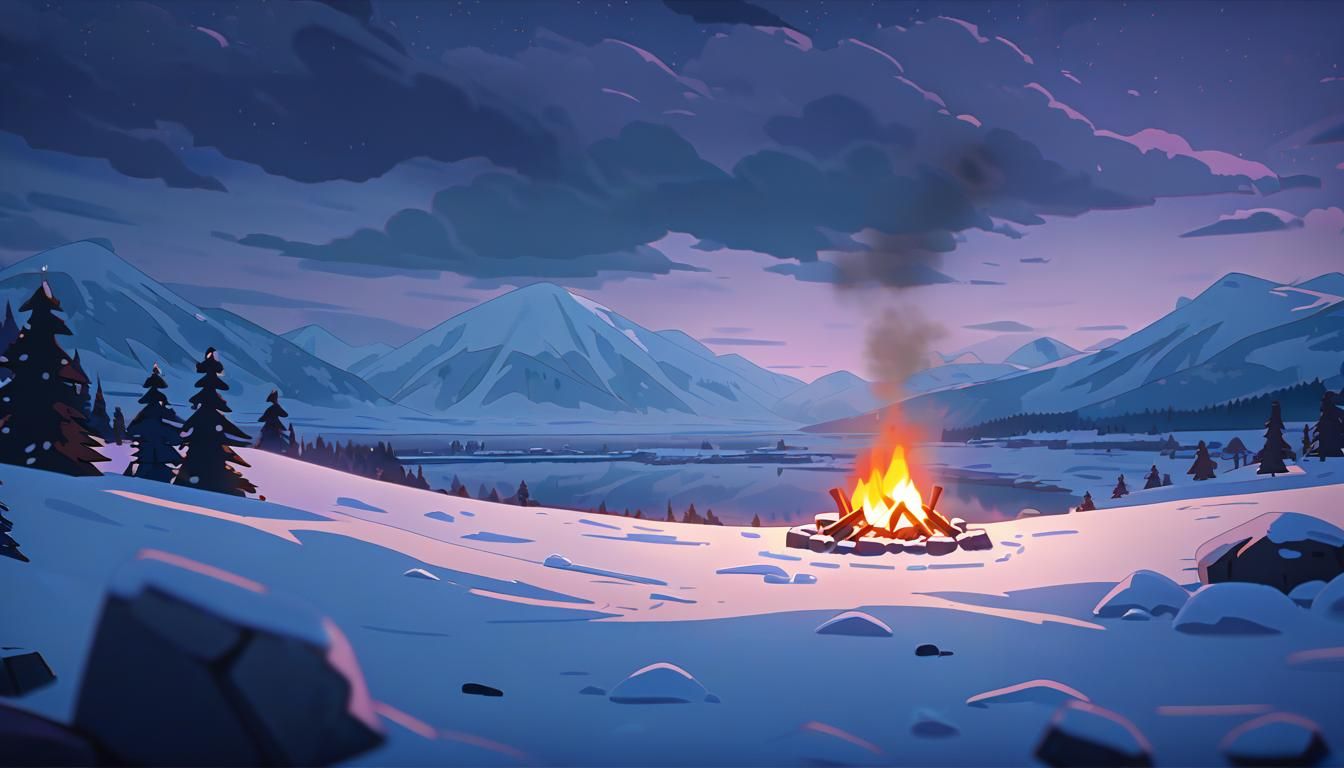Campfire in Frozen Tundra: Animated Movie Still