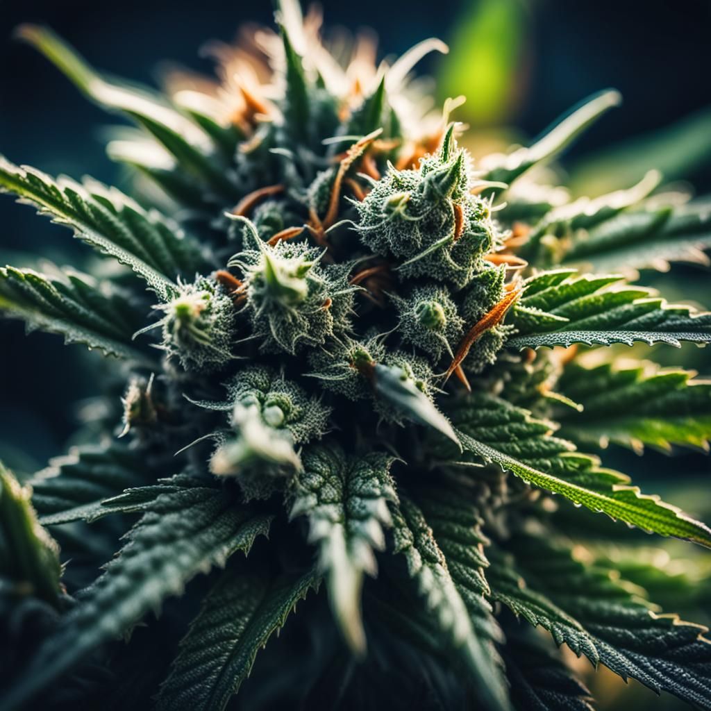 Hyperrealistic Macro Shot of Cannabis Bud in HDR