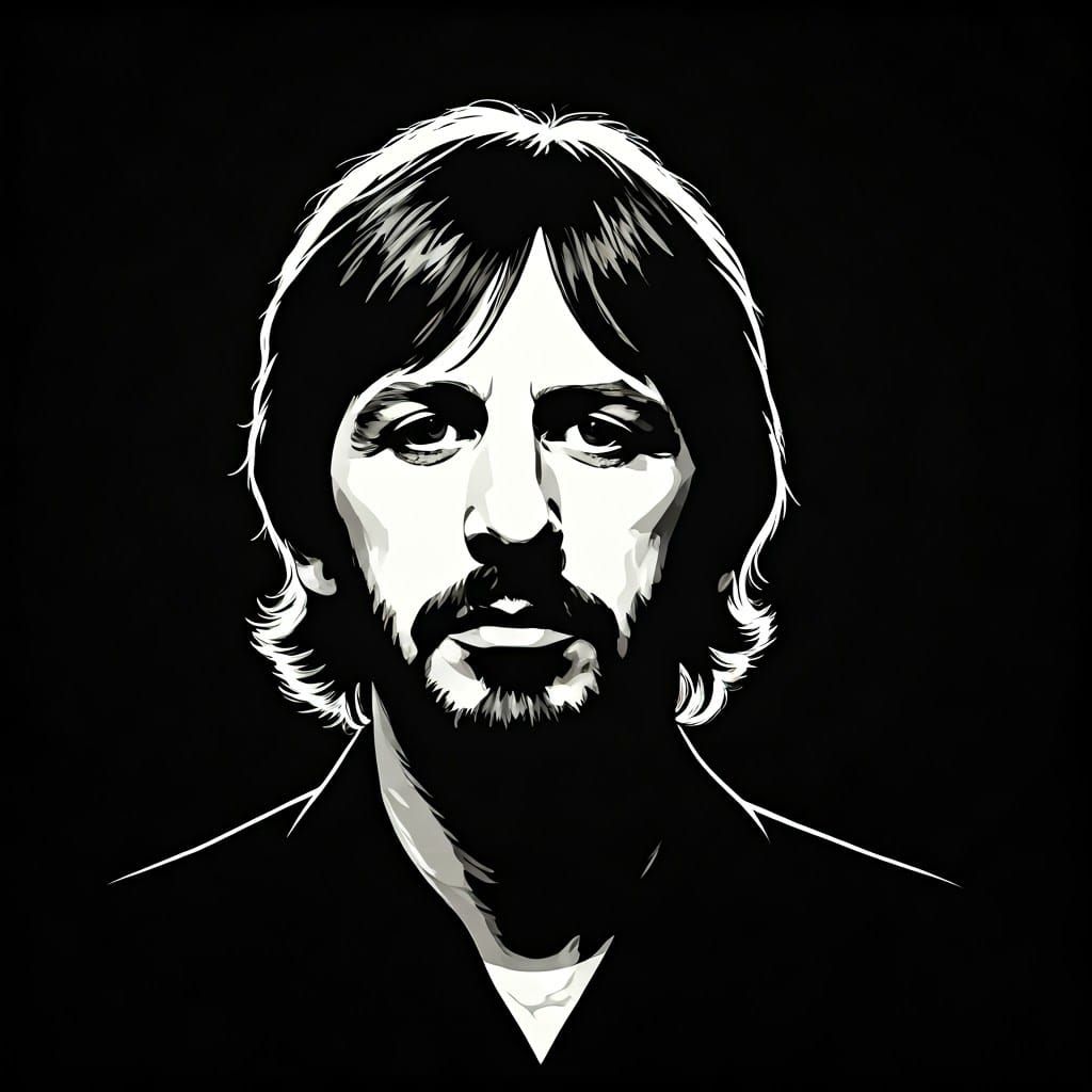 Monochrome Ringo Starr Portrait
